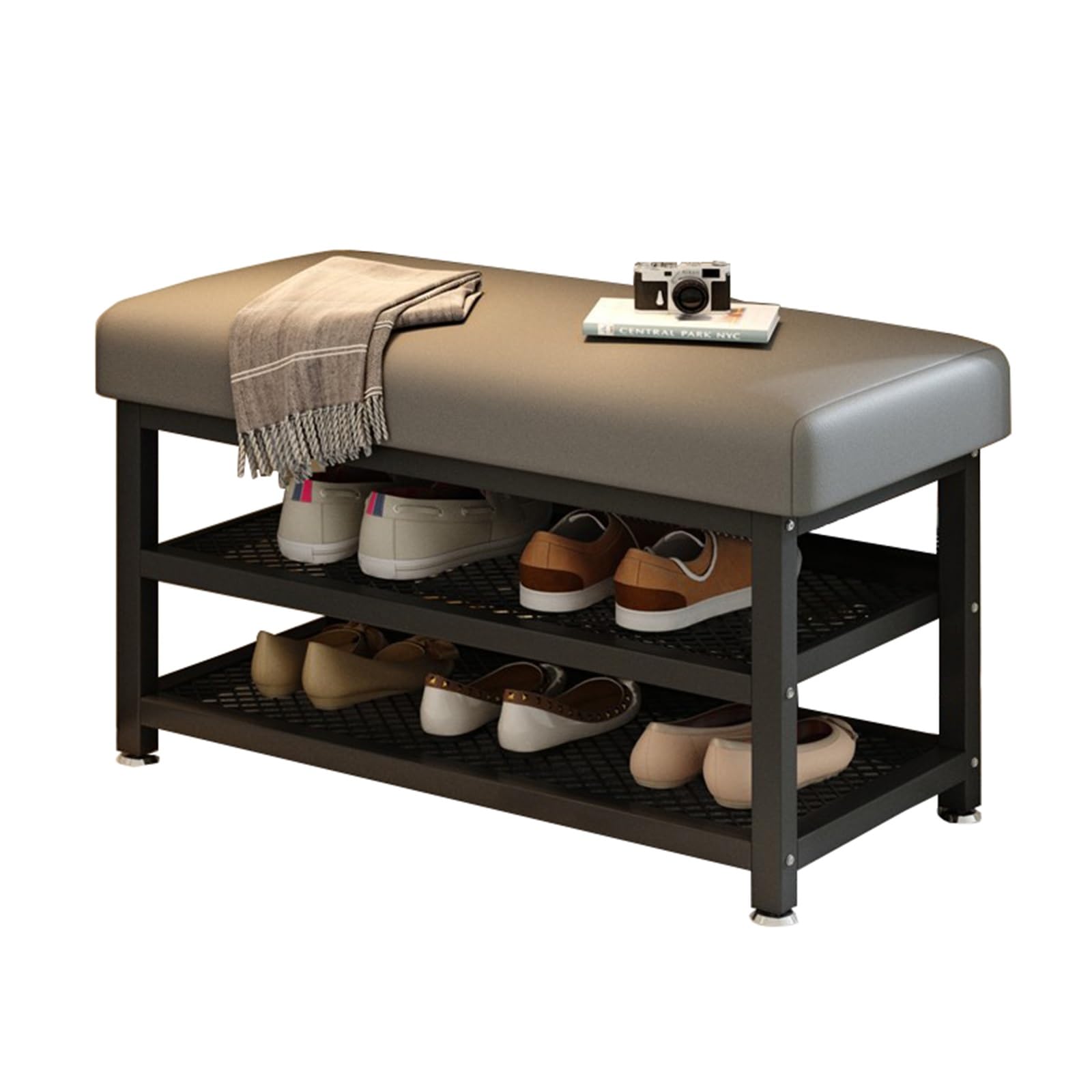 Shoe-changing Stool Shoe Rack For Sitting At Home Door Shoe-dressing Stool For Entry Shoe Cabinet And Stool For Entrance Soft-covered Stool, Length 60/80/100cm*width 30cm*height 49cm(Gris,100*30*49cm)