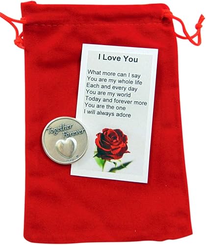 Westmon Works Juego de regalo de token del día de San Valentín con tarjeta de poema y bolsa de regalo con texto en inglés "I Love, Metal