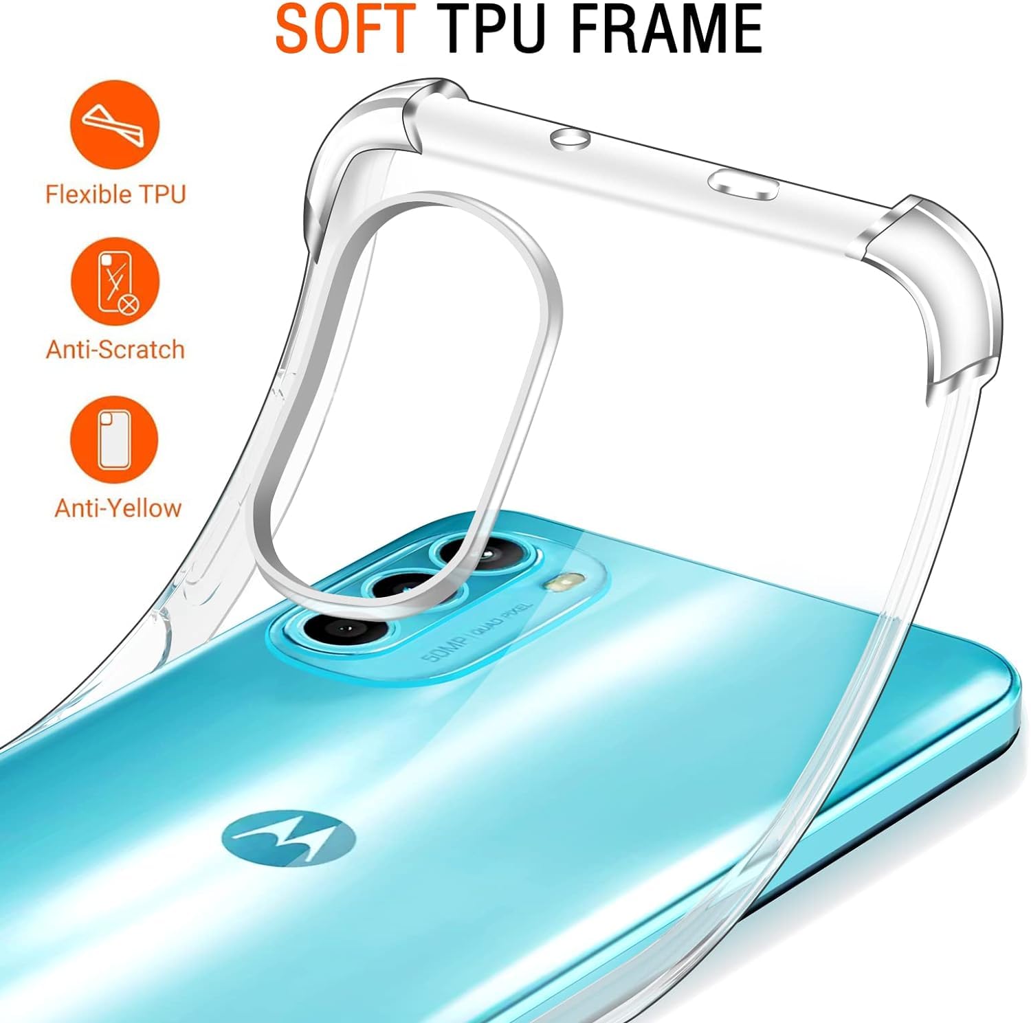 Custodia Collana per Cellulare Compatibile con Motorola Moto G32 - Cover Silicone TPU Protettiva Trasparente - Custodia indossabile per Collo - Case a Tracolla con Cordina, Argento