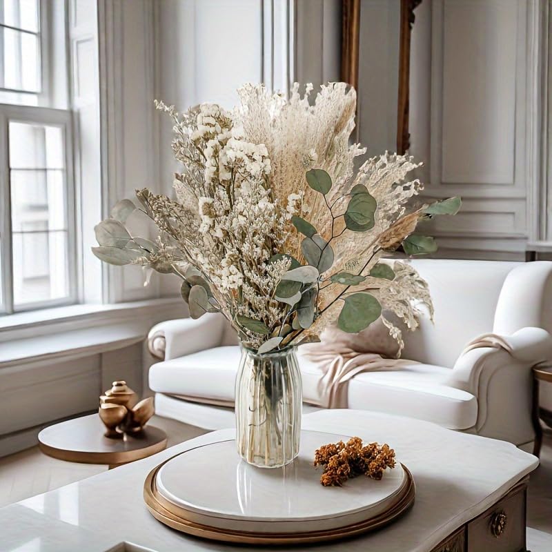 65 Pcs Natural Dried Flowers Bouquet, Bunny Tails for Vase 44cm