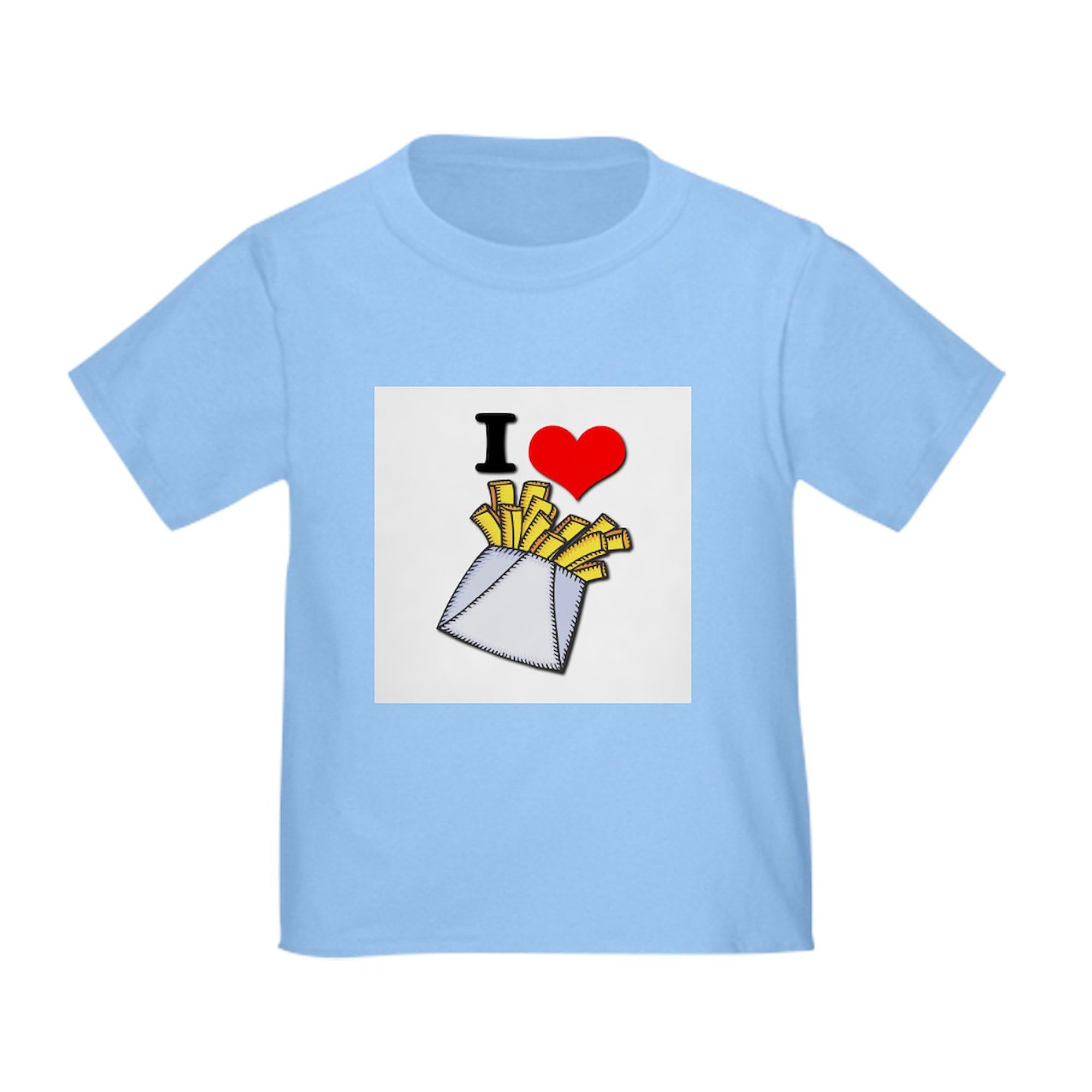CafePress I Heart (Love) French Fries Toddler T Shirt Toddler Graphic Tee, 100% Cotton Baby Blue
