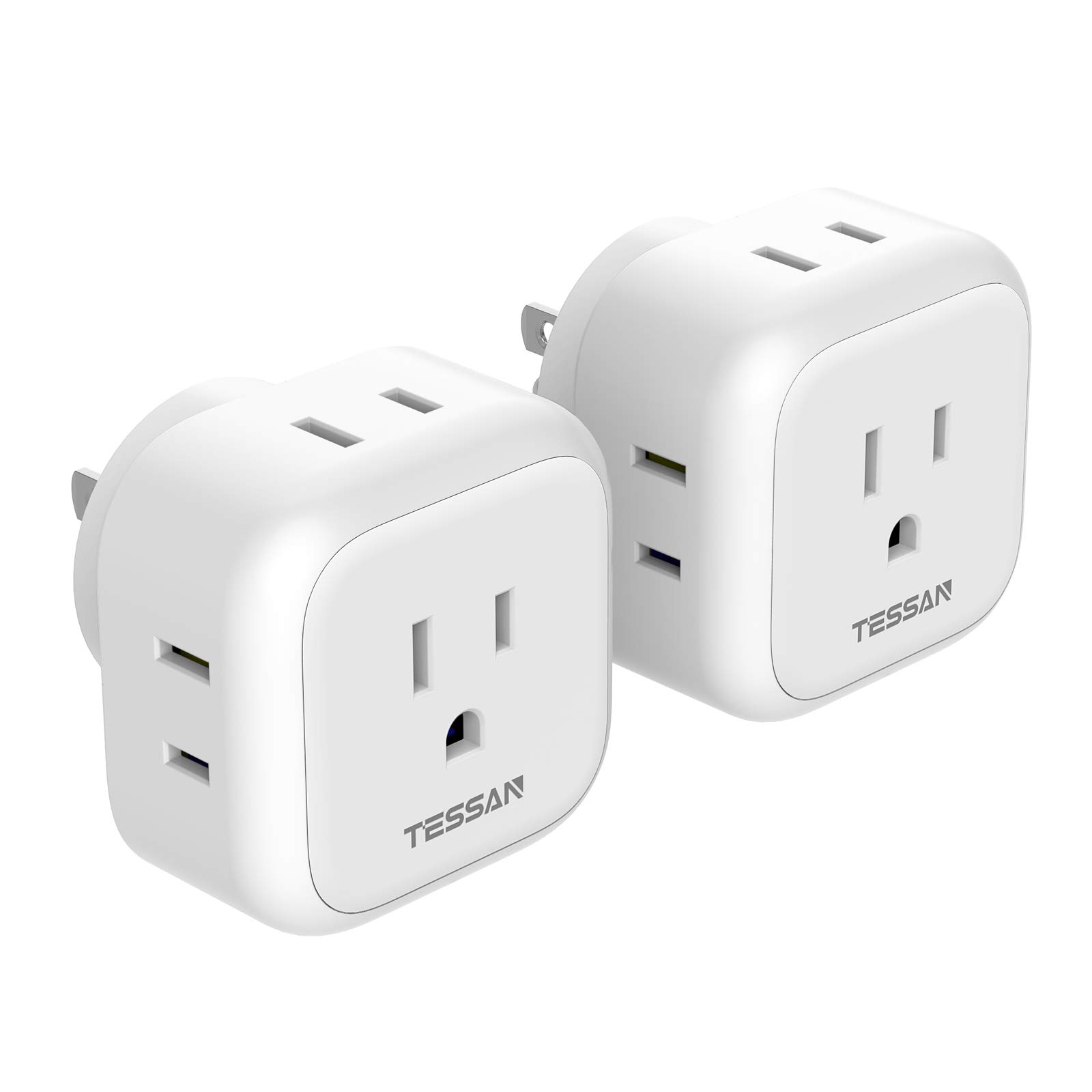 Multi Plug Outlet Extender, TESSAN Multiple Plug Splitter with 4 Electrical Outlets, 2 Packs Wall Tap Power Expander for Cruise Ship Home Office Dorm Room Essentials, White