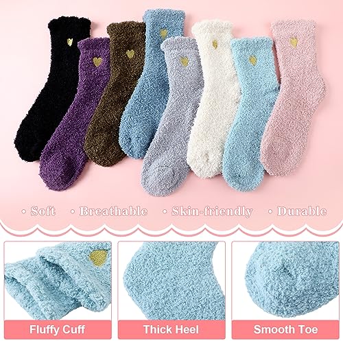 Xtinmee 16 Pairs Women Fuzzy Socks Embroidery Heart Cozy Fluffy Sleeping Winter Warm Slipper Socks for Women Girls2