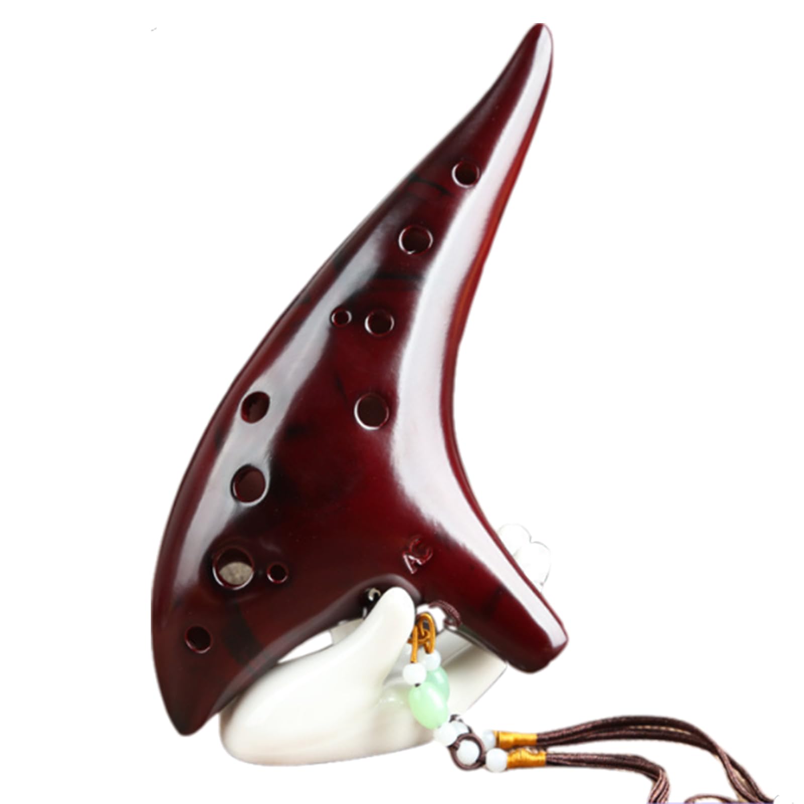 ZETONG Ocarina 12 Hole Alto C Smokey Straw Fired Ceramic Ocarina with Song Book for Beginners Gift Idea (Reddish-Brown)