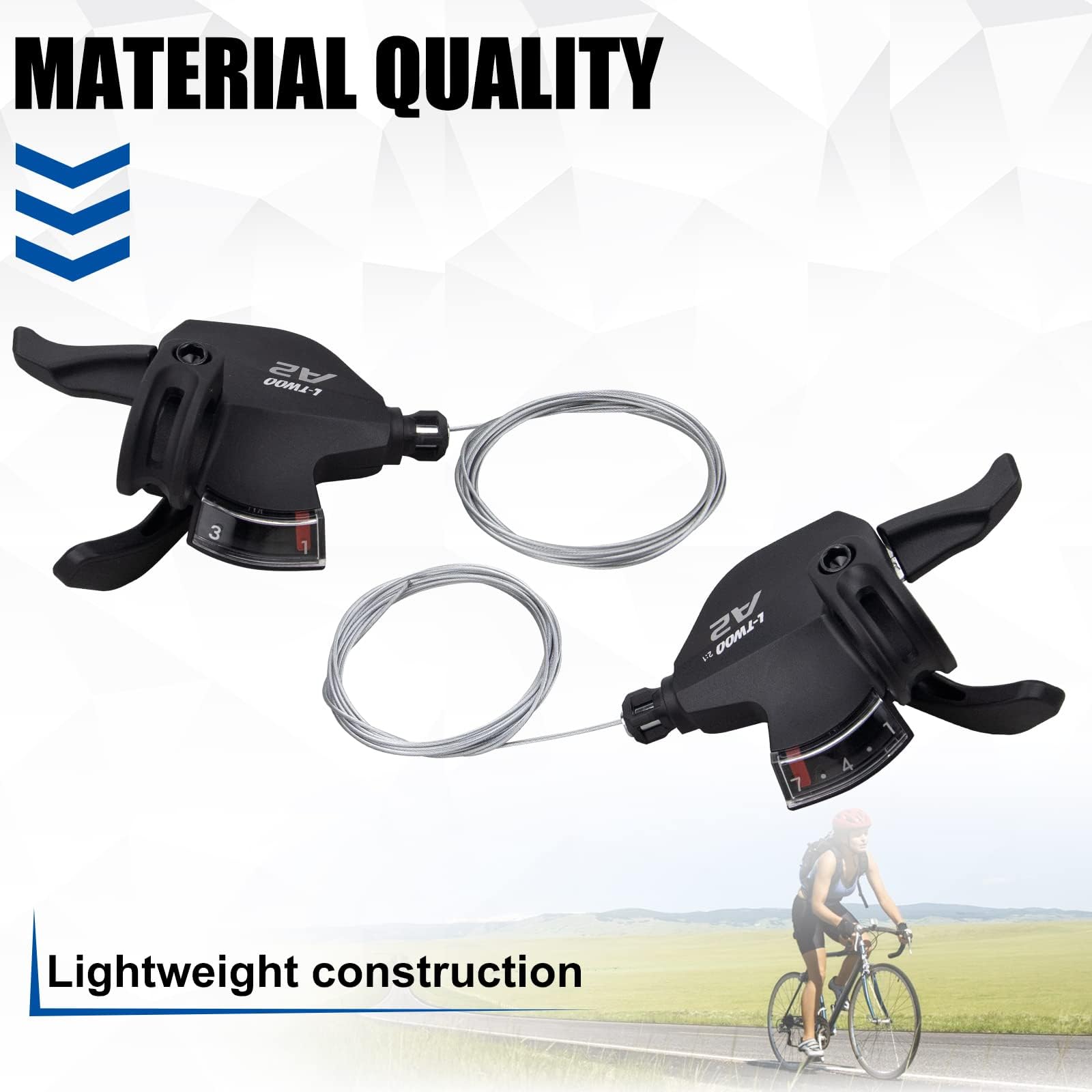 MEGHNA Fahrrad Schalthebel Set für Kurbel- und Schaltwerk, 3x6 /3x7 /3x8 Gang, MTB Schaltgriffe Index Schaltung für Mountainbike, Trekkingrad, Citybike (3x7)