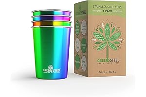 Greens Steel 10oz Rainbow Stainless Steel Tumbler (4 Pack) - Kids Stackable Drinking Cups