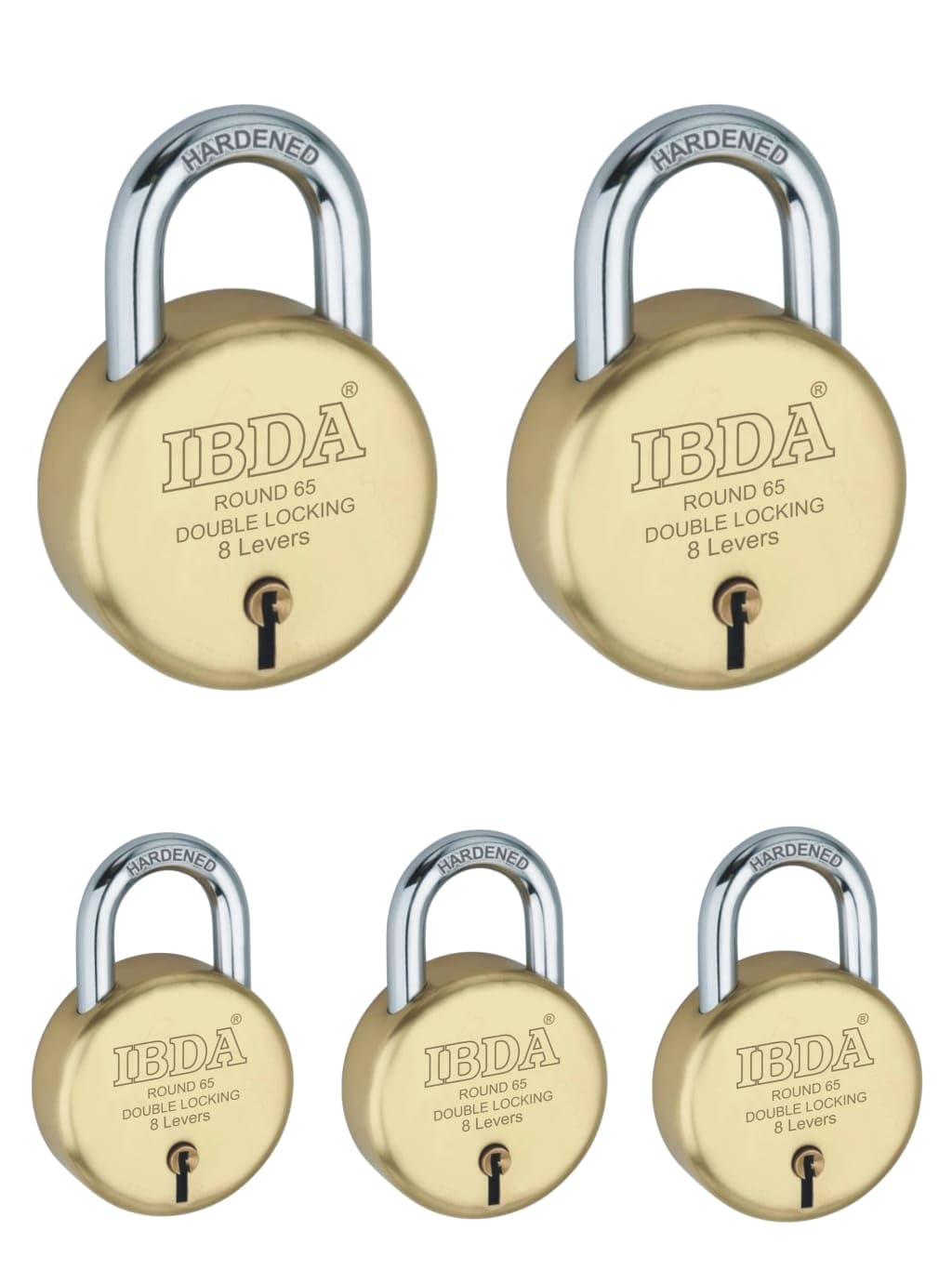 IBDA Lock and Key | 65mm Keyed Lock | Double Locking | 8 Levers Technology | Brass Finish | Lock for Home,Shutter,gate,Door,kadi,Channel,Chain,Shop,School,Warehouse,Flat, Outdoor-Indoor (Pk of 5) (B0CZJQCCDP) Amazon Price History, Amazon Price Tracker