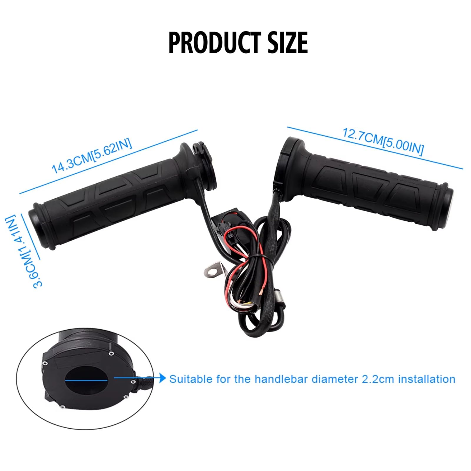 Empuñaduras Motocicleta Cubierta Agarre Antivibración 5 Etapas Fundas manillar motocicleta | Empuñaduras manillar calefactables calentador ajustable 5 etapas cubierta agarre antivibración Scooter