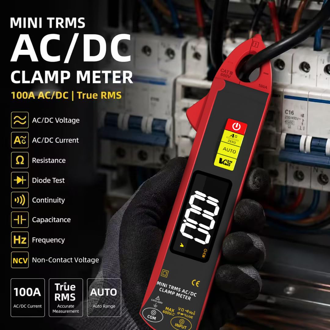 BSIDE UX1 - Pinza di corrente 1 mA DC AC, multimetro amperometro DC AC, amplificatore 6000 conteggi, voltmetro digitale, capacità temperatura, resistenza, tester di tensione