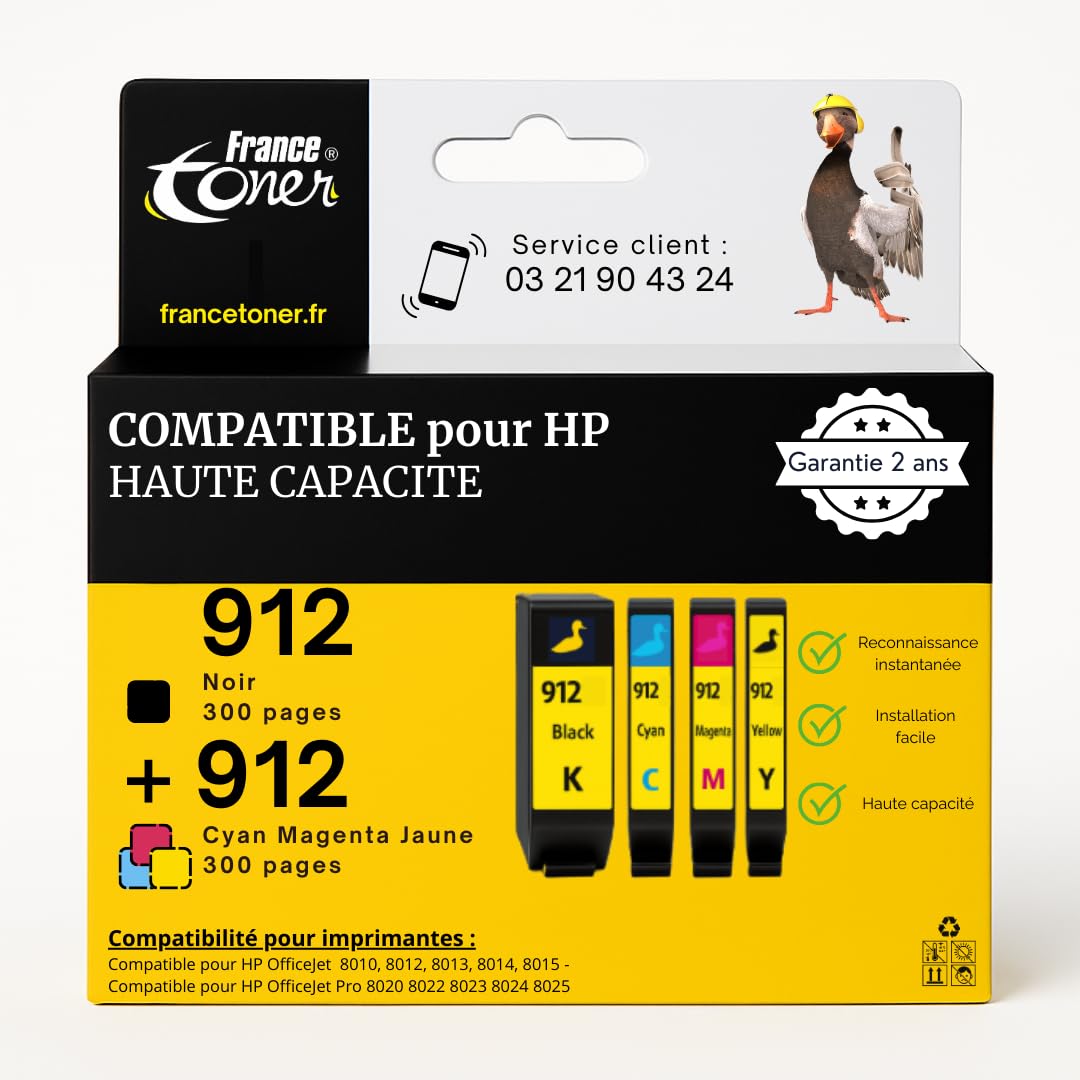 4 Cartouches Compatible pour HP 912