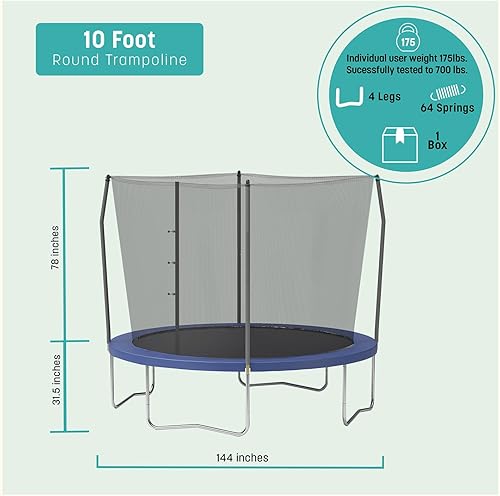 Miniatura 10 de Trampolines Skywalker, 10ft Trampolín redondo y cercado con resorte