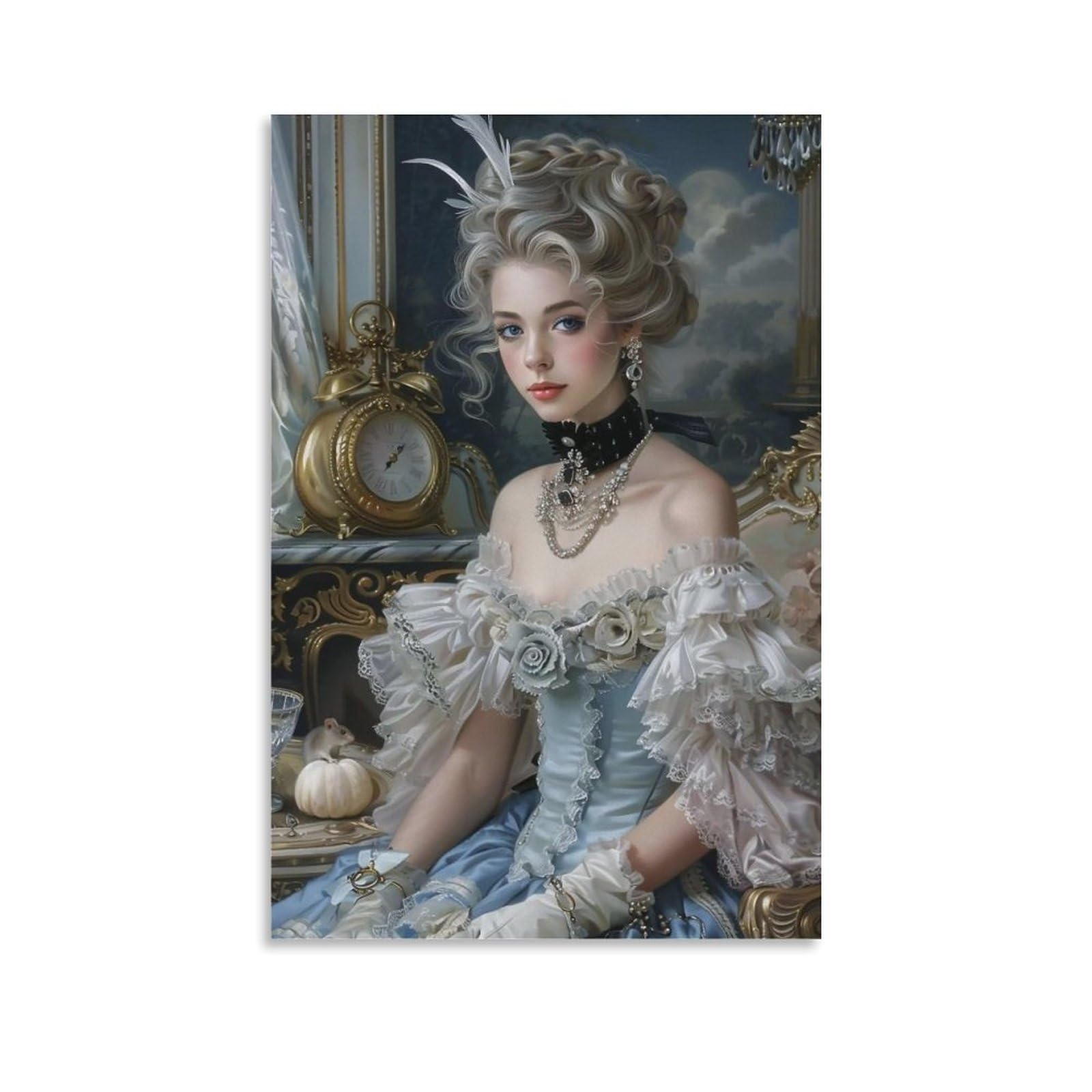 HUERYRYHY Nostalgic Rococo 01 Poster Wall Art Canvas Vintage Aesthetic Painting Decor for Rooms 20x30inch Unframe-style