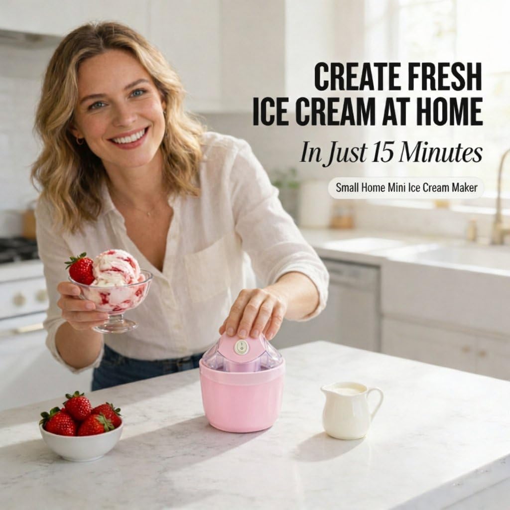 Mini Heladera Doméstica Pequeña, Mini Heladera Casera Con Cuchara, Máquina Para Postres De Un Solo Toque, Porciones Individuales De Gelato, Yogur Helado, Máquinas Eléctricas Compactas Para La