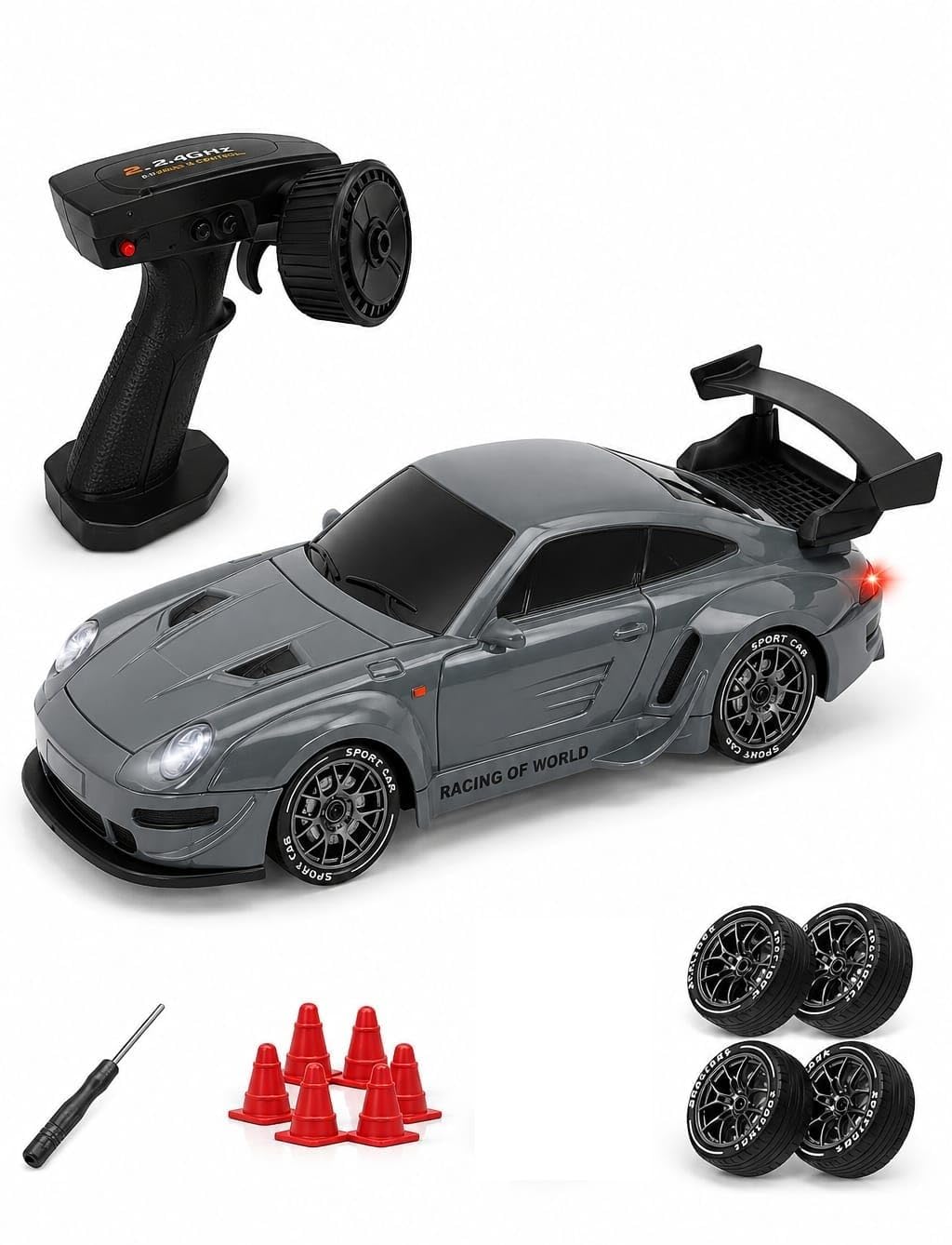 jack royal tokyo drift remote control 1:20 scale drift car | 20kmph, 2.4ghz | rc drifting car 4 wheel drive boost mode long range remote hard plastic top with led head light