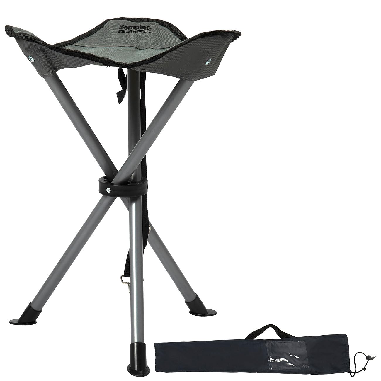Semptec Urban Survival Technology Klapphocker faltbar: 4er-Set Dreibein-Camping-Hocker, 43 cm Sitzhöhe, mit Tragetasche (Mini-Hocker, Campinghocker faltbar, Stuhl)