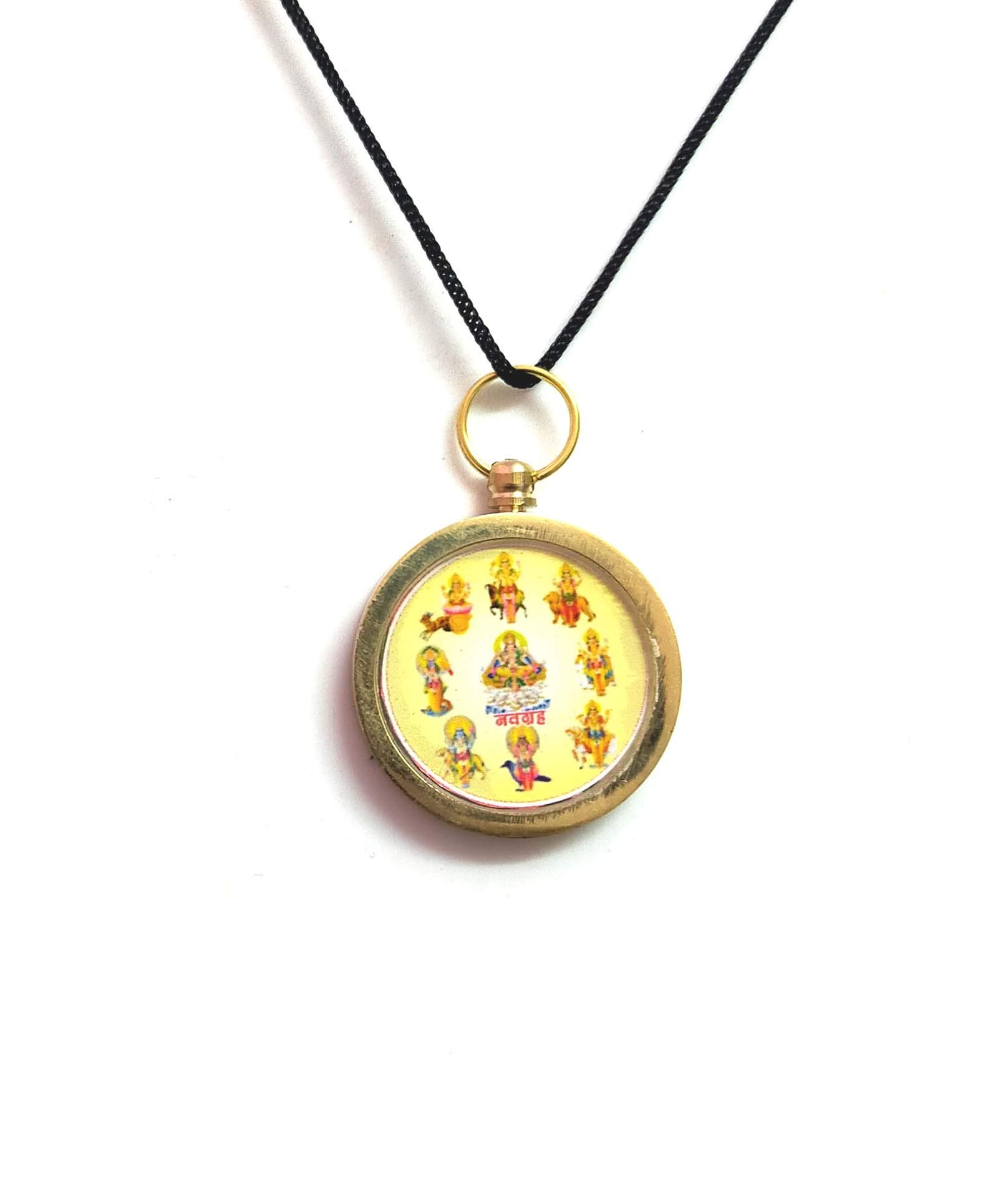 ASTROGHAR Shree Nav Graha 9 Planet Yantra Mantra Brass Pendant For Men & Women
