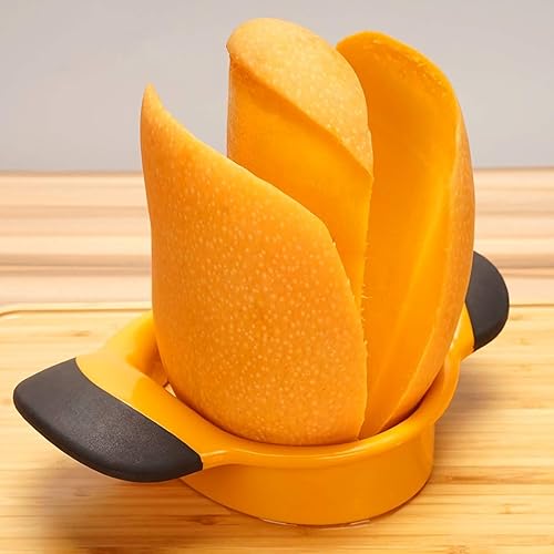 Miniatura 2 de Cortador de mango con cuchilla de acero inoxidable, divisor de frutas, mango ergonómico de agarre de goma, antideslizante, extra grande, divisor de
