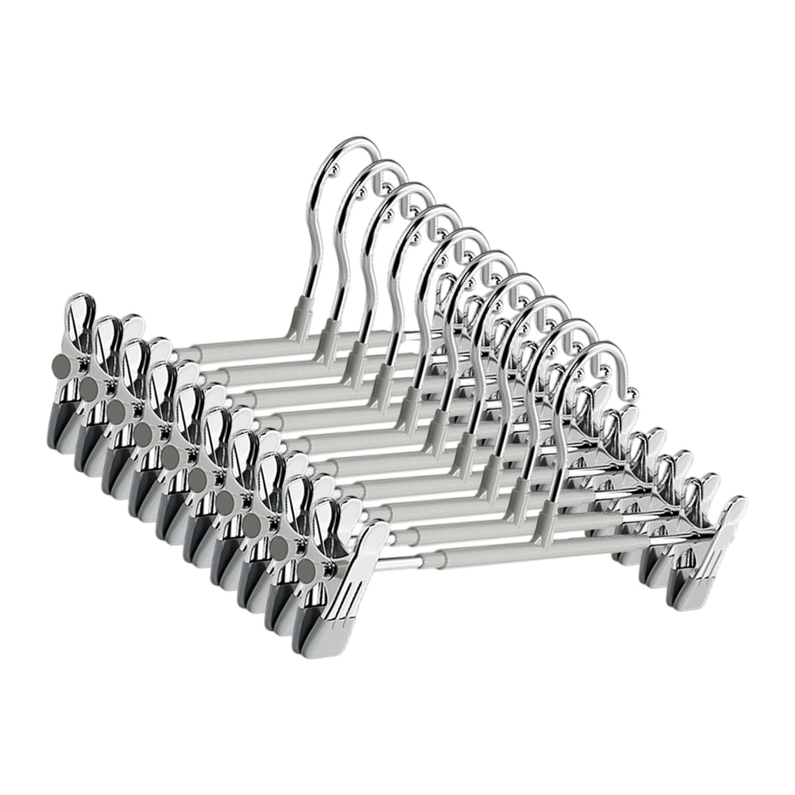 Tizuqe Grey Reinforced Expandable Heavy Duty Pant Hangers With Without Marking Clips Sturdy Garment Hook For Wardrobes Storage Expandable Wardrobes Hanger