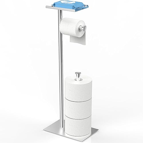 CISILY Paquete de 2 soportes de papel higiénico negro con estante para teléfono, decoración de tolitos de baño. Soporte de rollo de papel de seda,