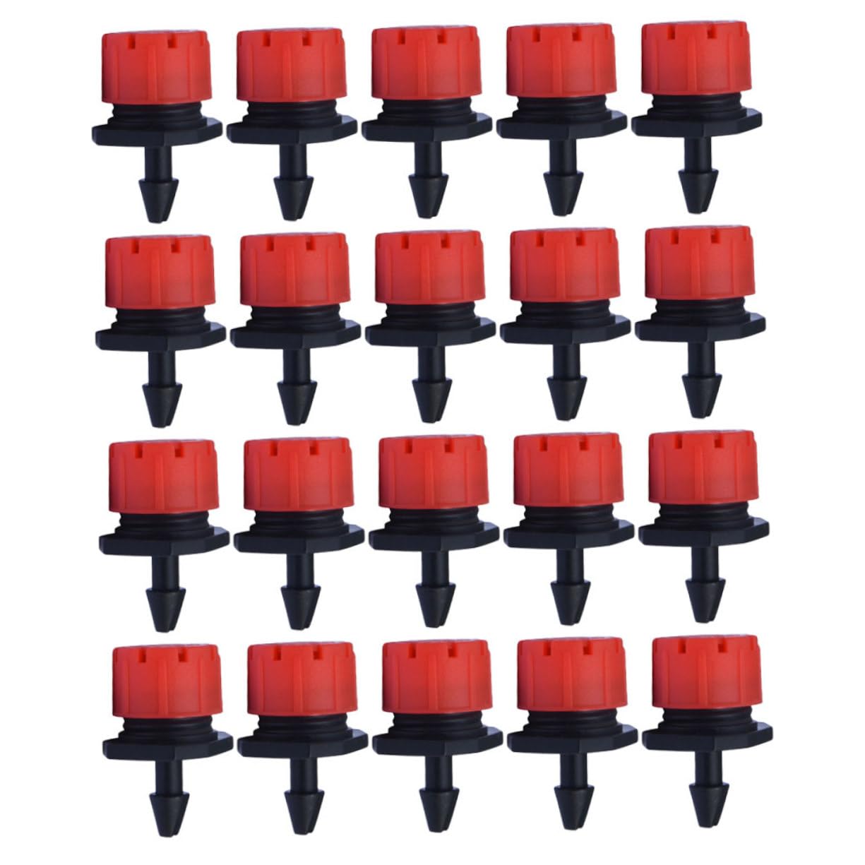 IWOWHERO 100PCS Adjustable Drip Irrigation Emitters Small Red Sprinkler Nozzles for Precise Water Flow Control 8 Holes Drippers for Efficient Garden and Plant Watering System