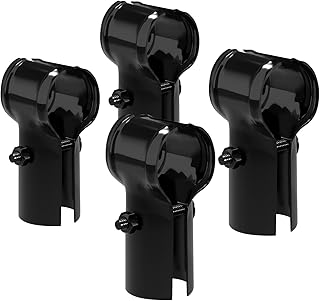VIVIDA 1-5/8" End Rail Clamps, Black Chain Link Fence Fittings, 1-5/8 Inch Panel Pipe T Connectors, 4 PCS