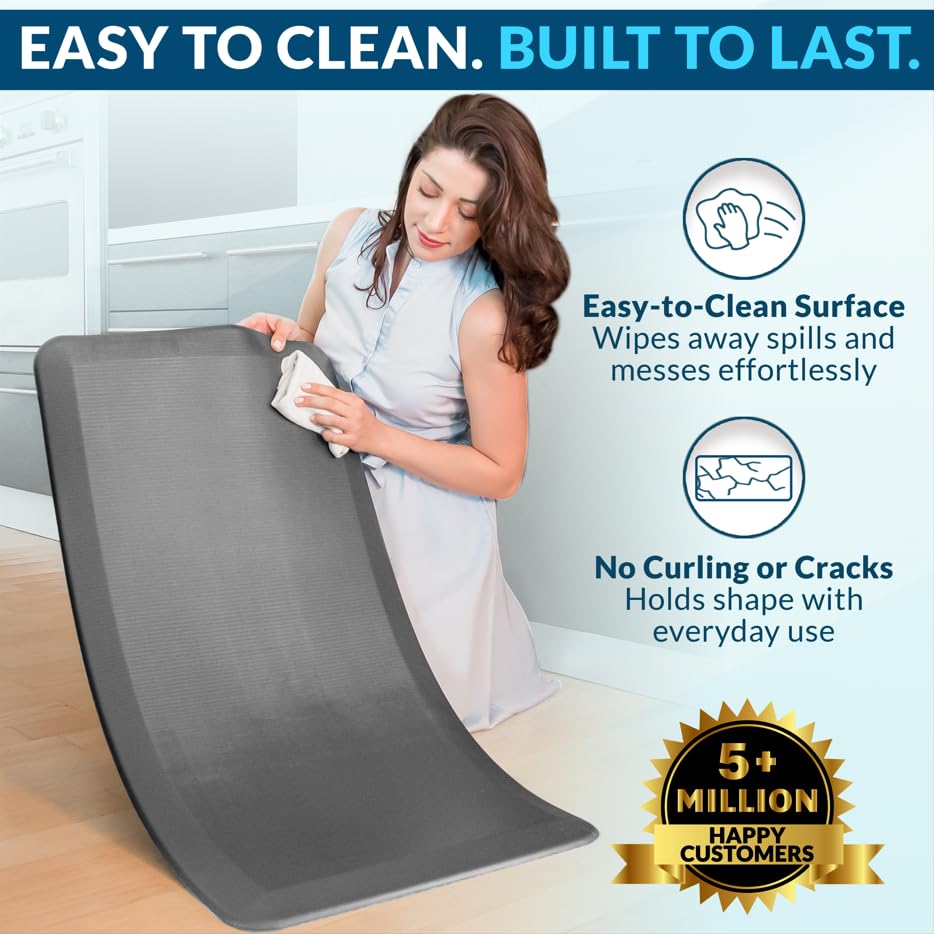 ComfiLife Anti Fatigue Floor Mat – 3/4 Inch Thick Perfect Kitchen Mat, Standing Desk Mat – Comfort at Home, Office, Garage – Durable – Stain Resistant – Non-Slip Bottom (20" x 39", Gray)