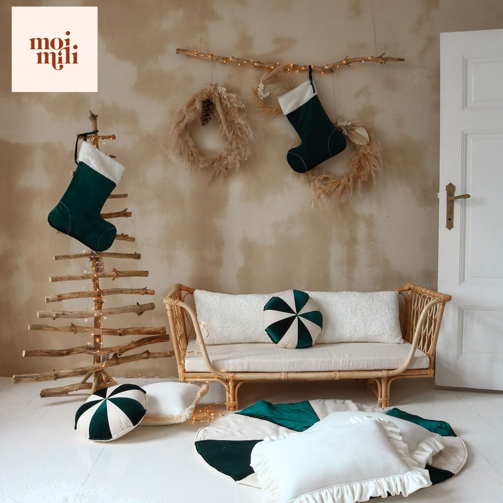 Moi Mili Nikolausstiefel zum Befüllen Weihnachtsstrumpf 38 x 37 x 21 cm Nikolausstrumpf Kamin Weihnachtsbaum Weihnachtsdeko