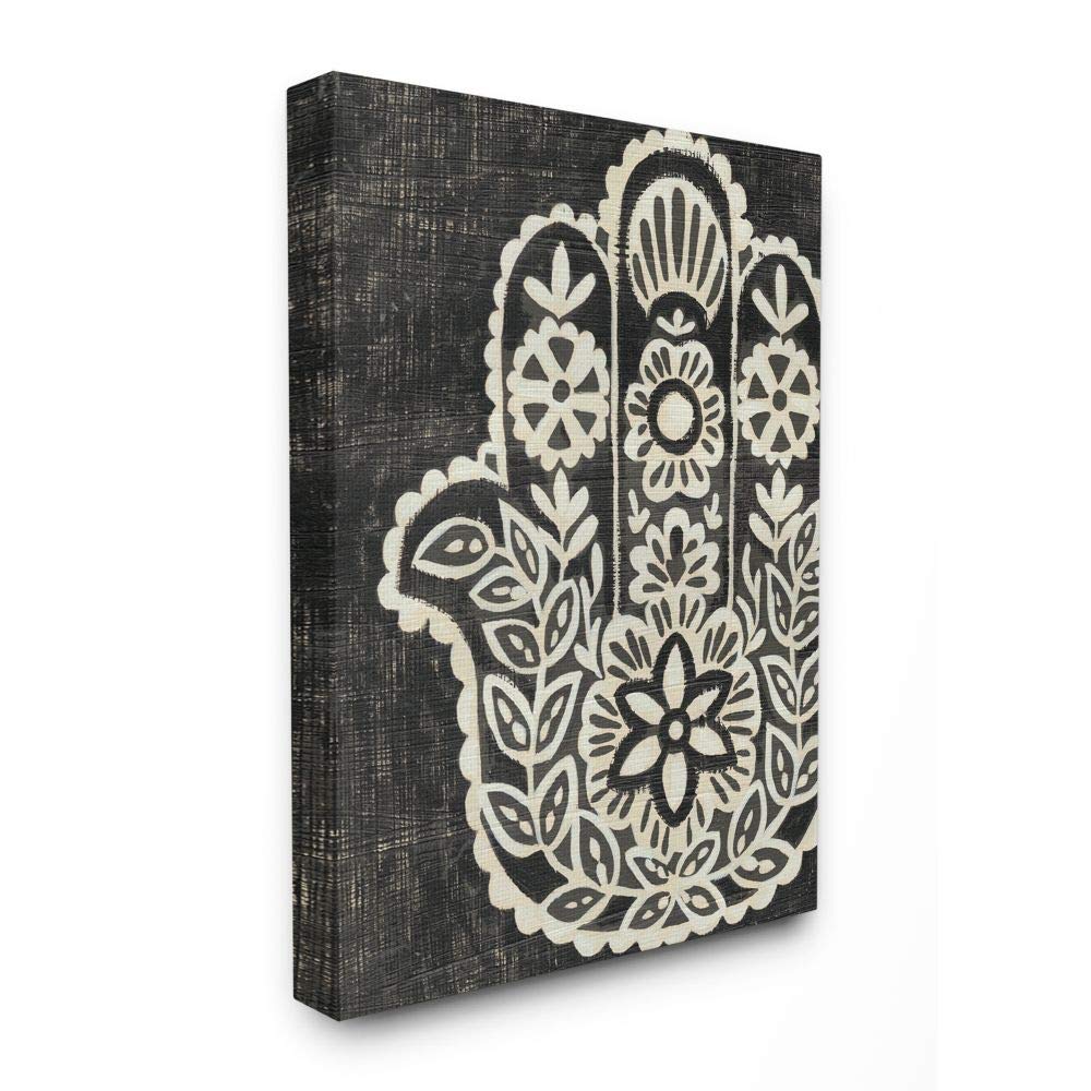 Stupell IndustriesFloral Pattern Black and White Hamsa Canvas Wall Art, 16 x 20, Design by Artist Chariklia Zarris