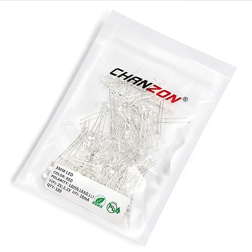 Miniatura 34 de CHANZON 100 unids 0.118 in blanco LED diodo luces (transparente redondo transparente DC 3V 20mA) iluminación brillante lámparas electrónica B)