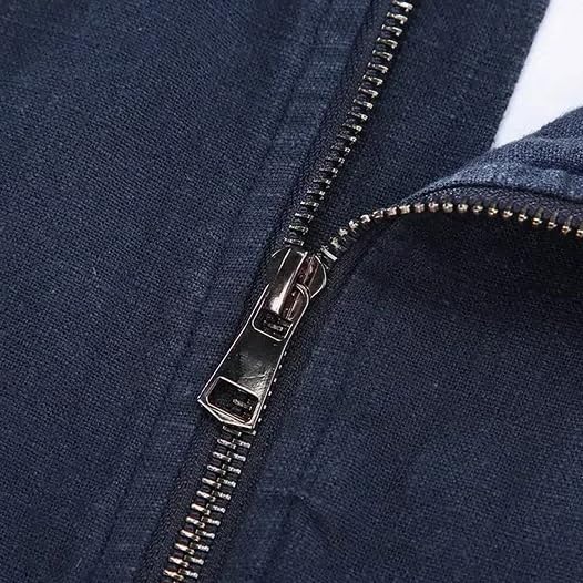 Men's Spring Summer Jacket – Daily Cotton Linen Coats Baseball Solid Color Stand Collar Zipper Closure Top4