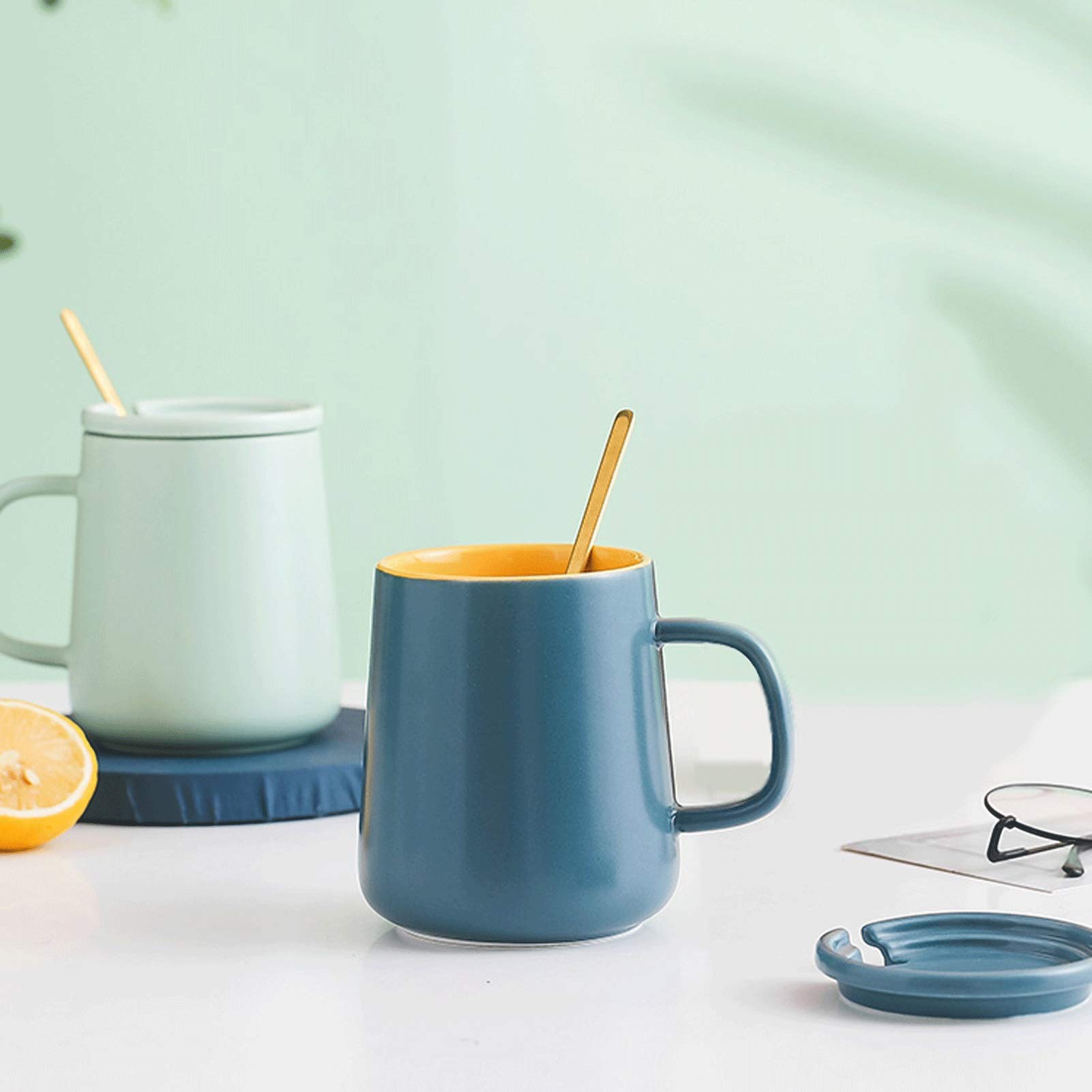 Becher Becher mit großem Fassungsvermögen Personalisierte Kontrastfarbe Kaffeetasse Wohnzimmer Teetasse Set Keramikbecher 500 ml, Geeignet für Milch, heiße und kalte Getränke, Kaffee Kaffeetasse