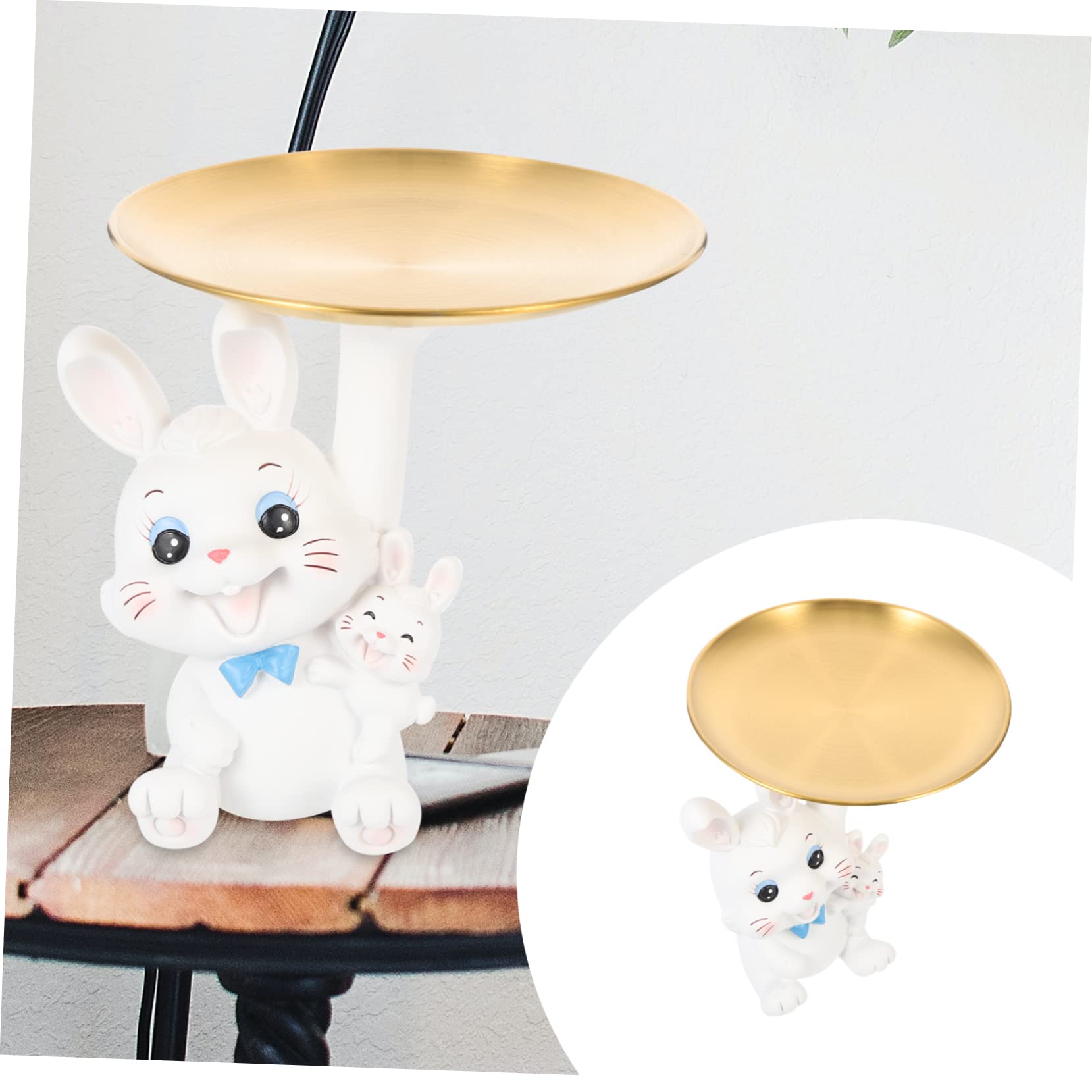 Plateau Résine Lapin Décoratif pour Bijoux Et Clés Support De Snack Et Décoration De Bureau Forme De Lapin Accessoire De Maison Créatif Et