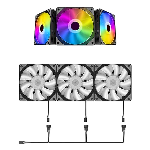 Miniatura 7 de KLKCMS 3 unidades de carcasa universal de 4724in de refrigeración 00 RPM RGB LED carcasa de computadora ventiladores silenciosos coloridos