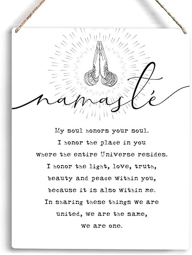 Miniatura 1 de Letrero colgante de madera inspirador con definición de Namaste, regalos de yoga positivos para mujeres, decoración de sala de yoga, decoración de