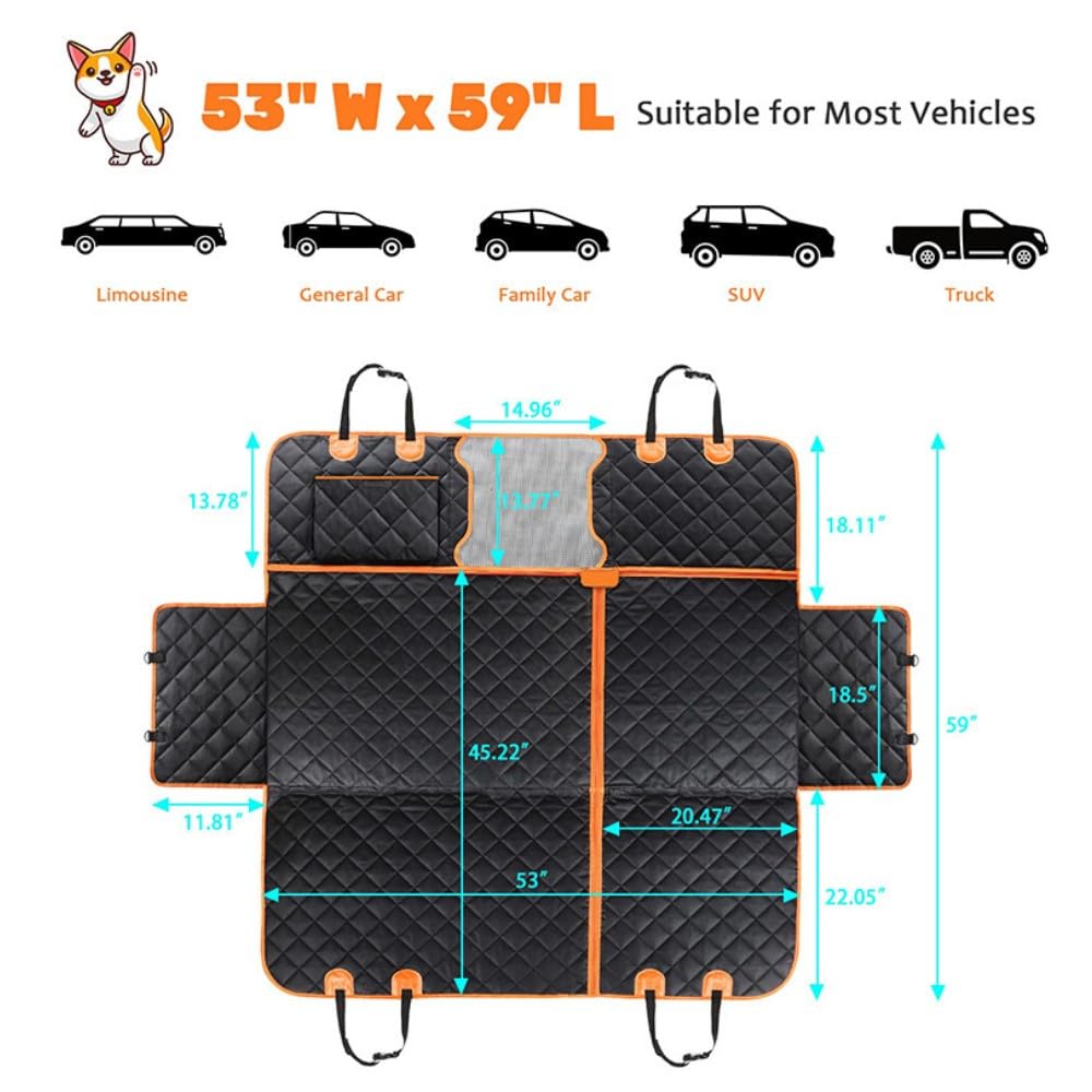 M/P Dog car seat Cover for Pets 100% Waterproof Seat Cover Hammock with Mesh Window 600 D Heavy Duty Scratch Proof Nonslip Durable Soft Back seat Cover for Cars Trucks and SUVs seat Covers - image 6