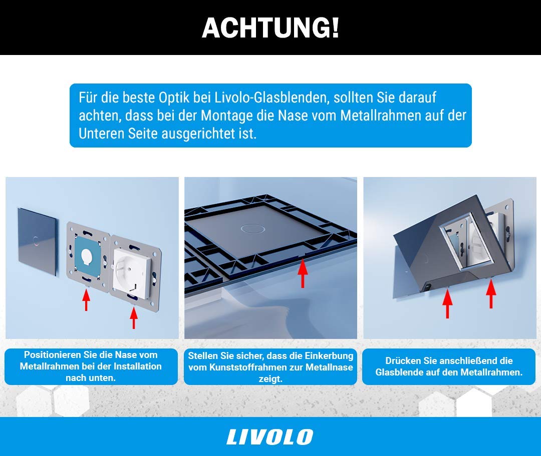 LIVOLO VL C7 C1/C1 12   Interruttore per luce in vetro touch, colore: nero
