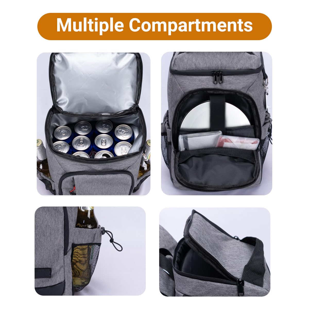 24L Sac à Dos Isotherme à Glacière Sac de Pique-Nique Sac Isotherme Portable Cooler Backpack Bag