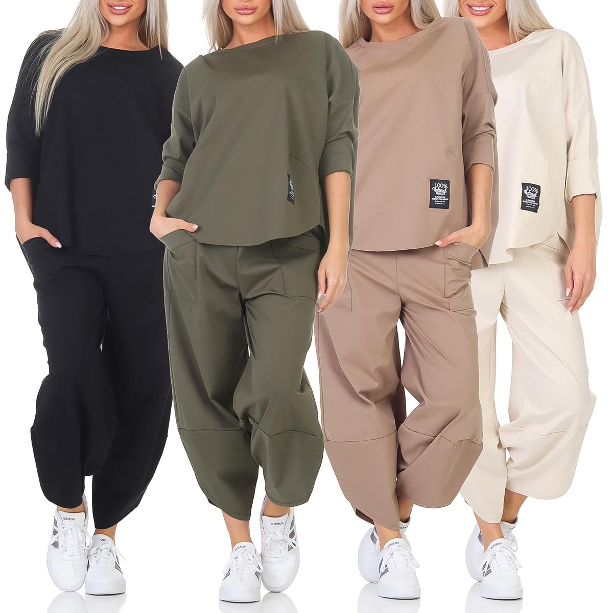 Hausanzug Damen Zweiteiler Cozy Lounge Set BequemerJogger für Frühling & Herbst Weiche Jogginghose & Pullover 6171