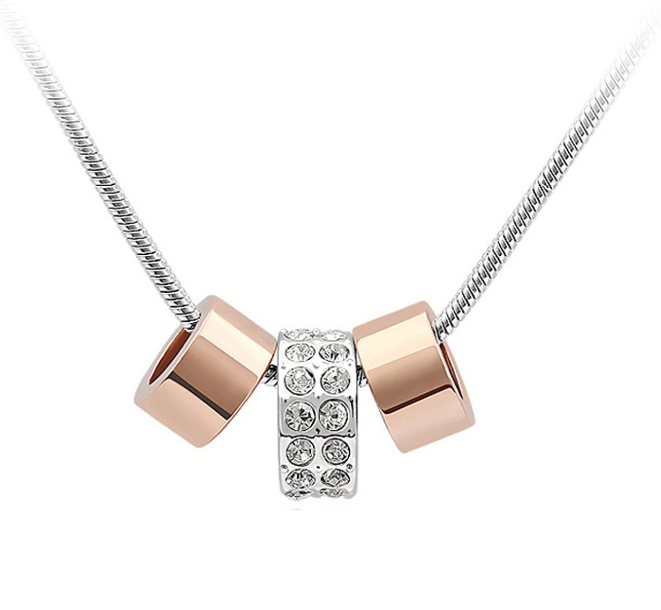 Quadiva E! Women's Necklace Three Rings decorated with sparkling crystals from Swarovski®