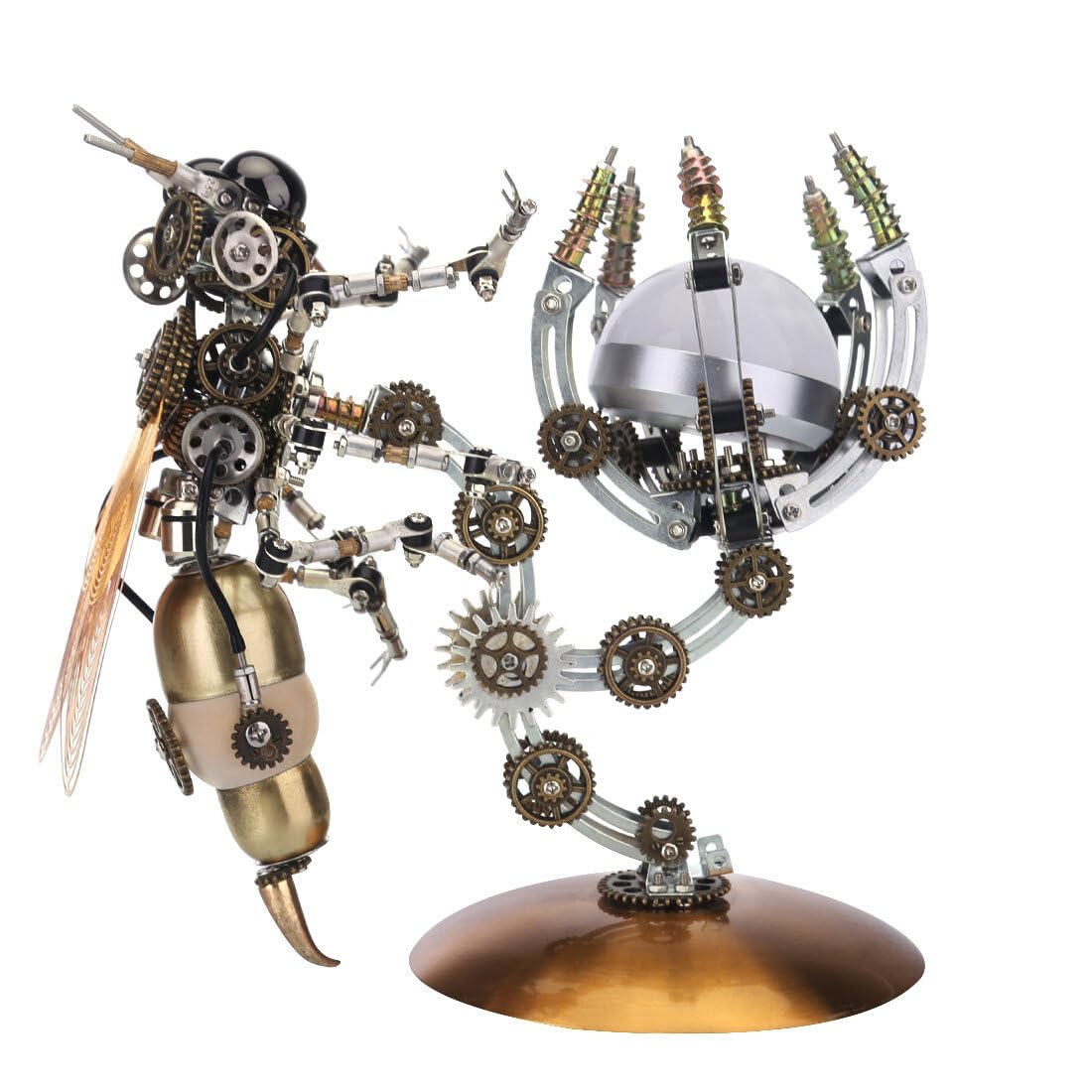 Joytopiaminds 3D Metal Puzzle for Adults, 627+PCS DIY Assemble Steampunk Wasp Lamp Model Kit with LED Light, Creative Decorations for Home or Office
