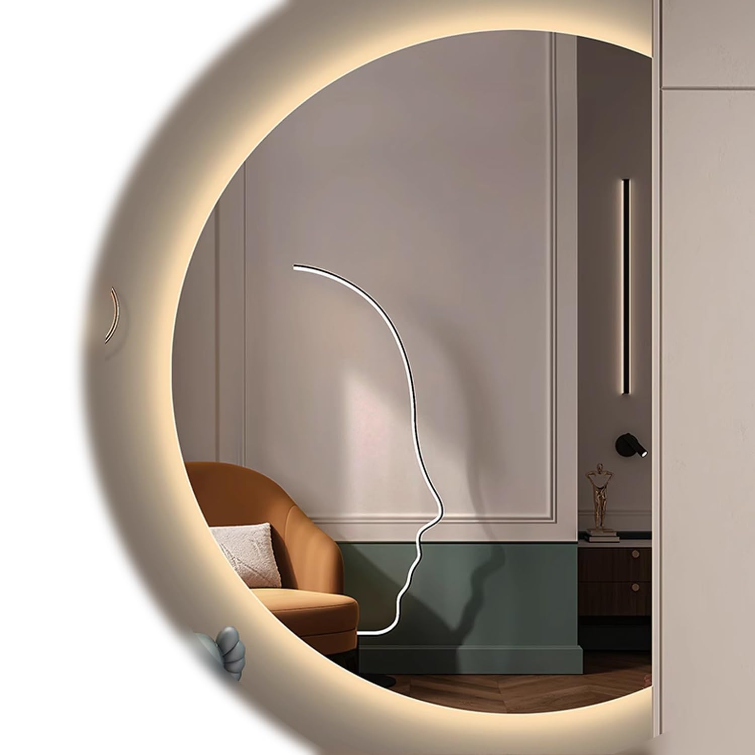 FGXHHS LED Lighted Anti-Fog with Dimmable Backlit and Touch Switch, Frameless Wall for Vanity Dressing