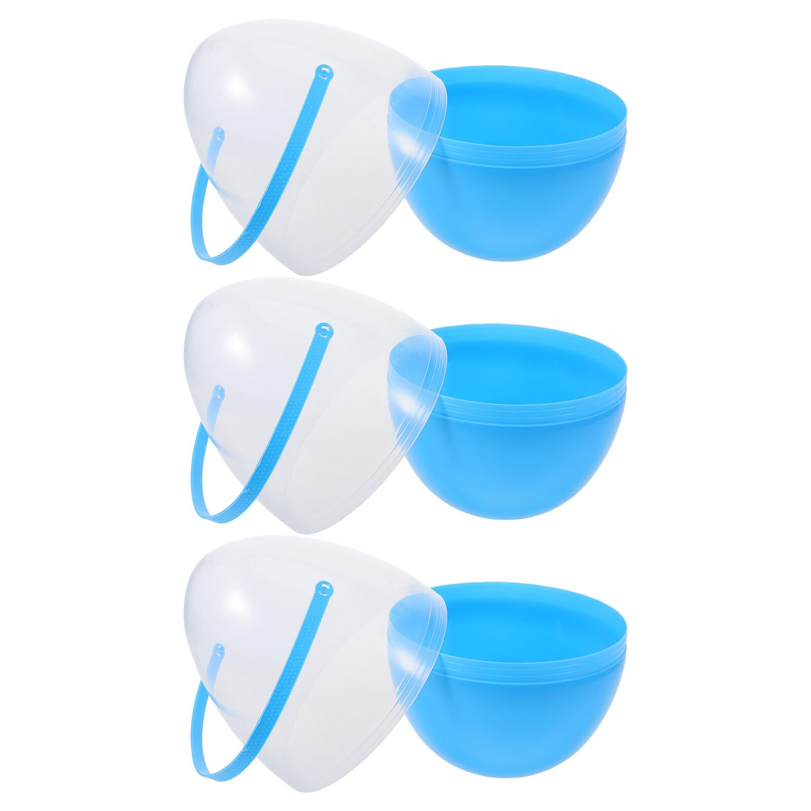 Lot de 3 Œufs de Pâques Vides à Remplir 25 Cm avec Poignée Œufs en Plastique Bleu Clair Transparents Grosse Capacité et Décoration Festive