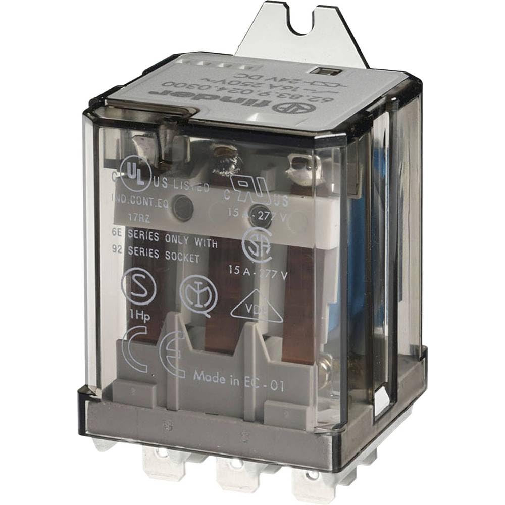 Finder 62.83.9.024.0000 3PDT 15A, 24V DC Coil, AgCdO Contact  