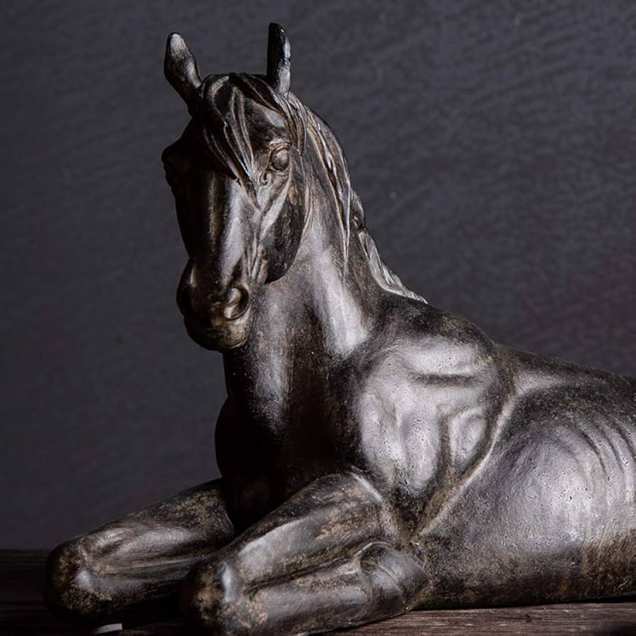 Amazon.co.jp: 置物の馬の装飾像、横になっている馬の横臥位の馬