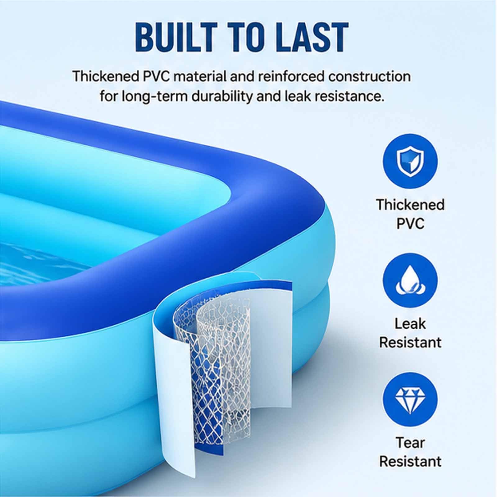 Piscine Gonfiabili, Piscina Grande a Doppio Strato 150x105x35cm | Piscina gonfiabile spessa e resistente, con pompa, per esterni, giardino, festa d'acqua estiva