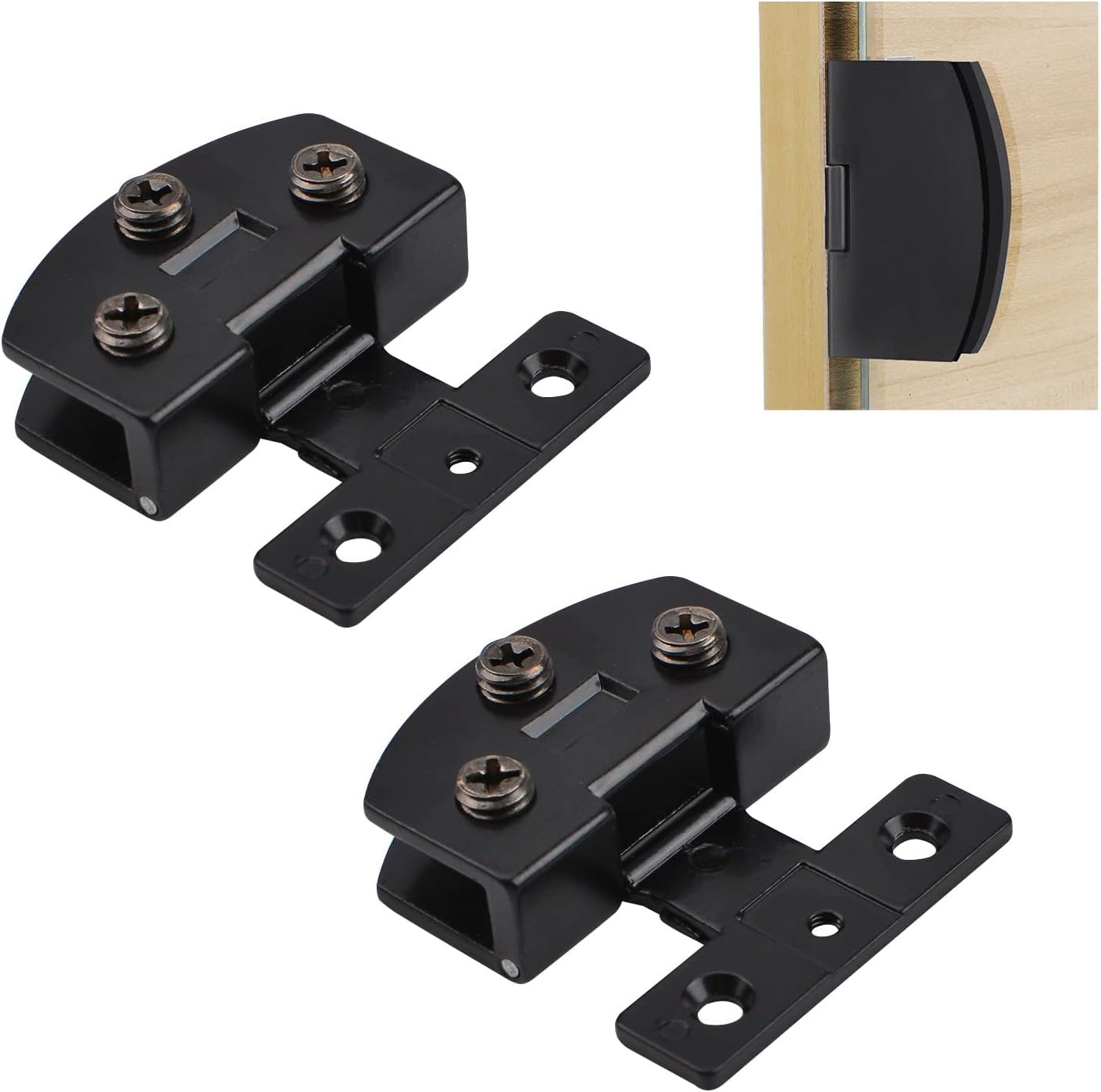 Oricalchasm Svart 2Pcs Clamp Hinges Zinc Alloy Side-Mount Pivot Hinges 90 Degree For 5-8Mm Frameless Glass Cabinet Door(Svart)
