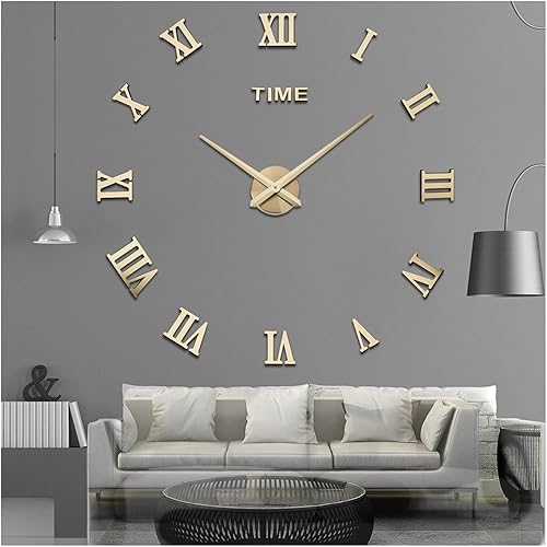 TPARIS Reloj de pared grande con números romanos 3D Reloj creativo de decoración Funciona con bateríassin tickfácil de leerReloj minimalista TPARIS Reloj de pared grande con números romanos 3D Reloj creativo de decoración Funciona con bateríassin tickfácil de leerReloj minimalista