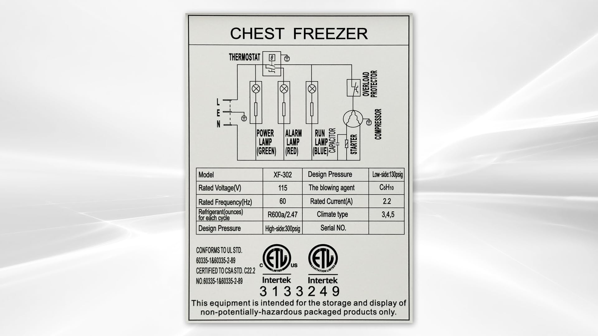Commercial Chest Freezer, ETL All-Purpose Compact Deep Freezer Solid Top, 44" W 10 cu. ft. Solid Lockable Top Lid w/Storage Baskets, Ice Cream White on Fridge.com