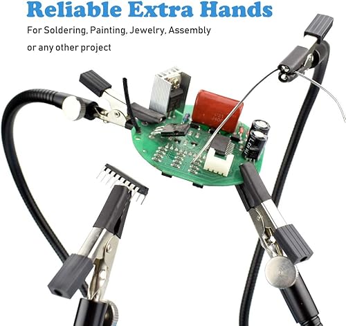 Miniatura 2 de Toolour Manos magnéticas que ayudan a soldar tercera mano, 4 brazos de metal con cocodrilo ajustable, abrazaderas de tornillo de soldadura flexibles
