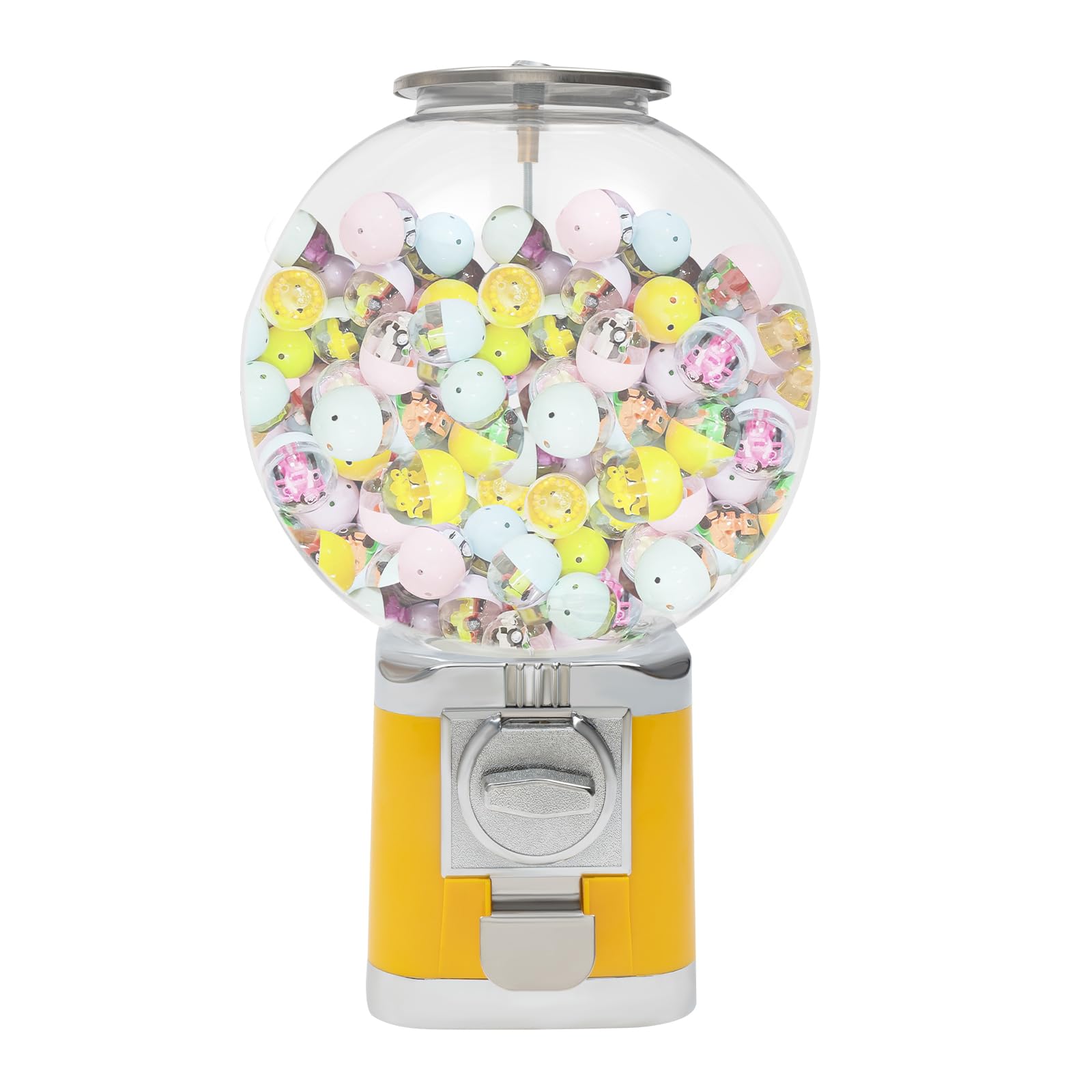 Gumball Machine Bulk Vending Dispenser Countertop Vending Machine with Keys for Toys Candies Capsule Balls, Suitable for 0.39-1.26in Balls (Yellow)